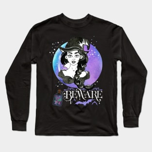 Magic Witch Tarot cards Beware potion witchy hat Witchcraft astrology Halloween Long Sleeve T-Shirt